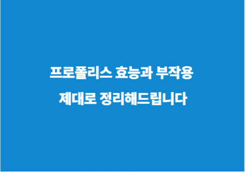 프로폴리스 효능과 부작용 제대로 정리해드립니다