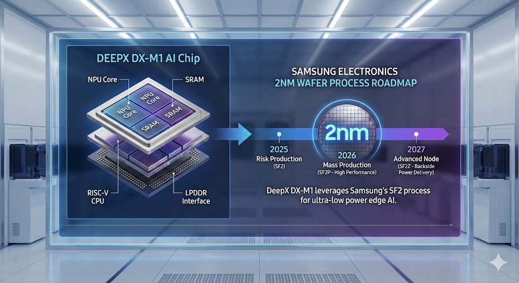 딥엑스 DX-M1 칩과 삼성전자 2나노 웨이퍼 공정 로드맵 상세도