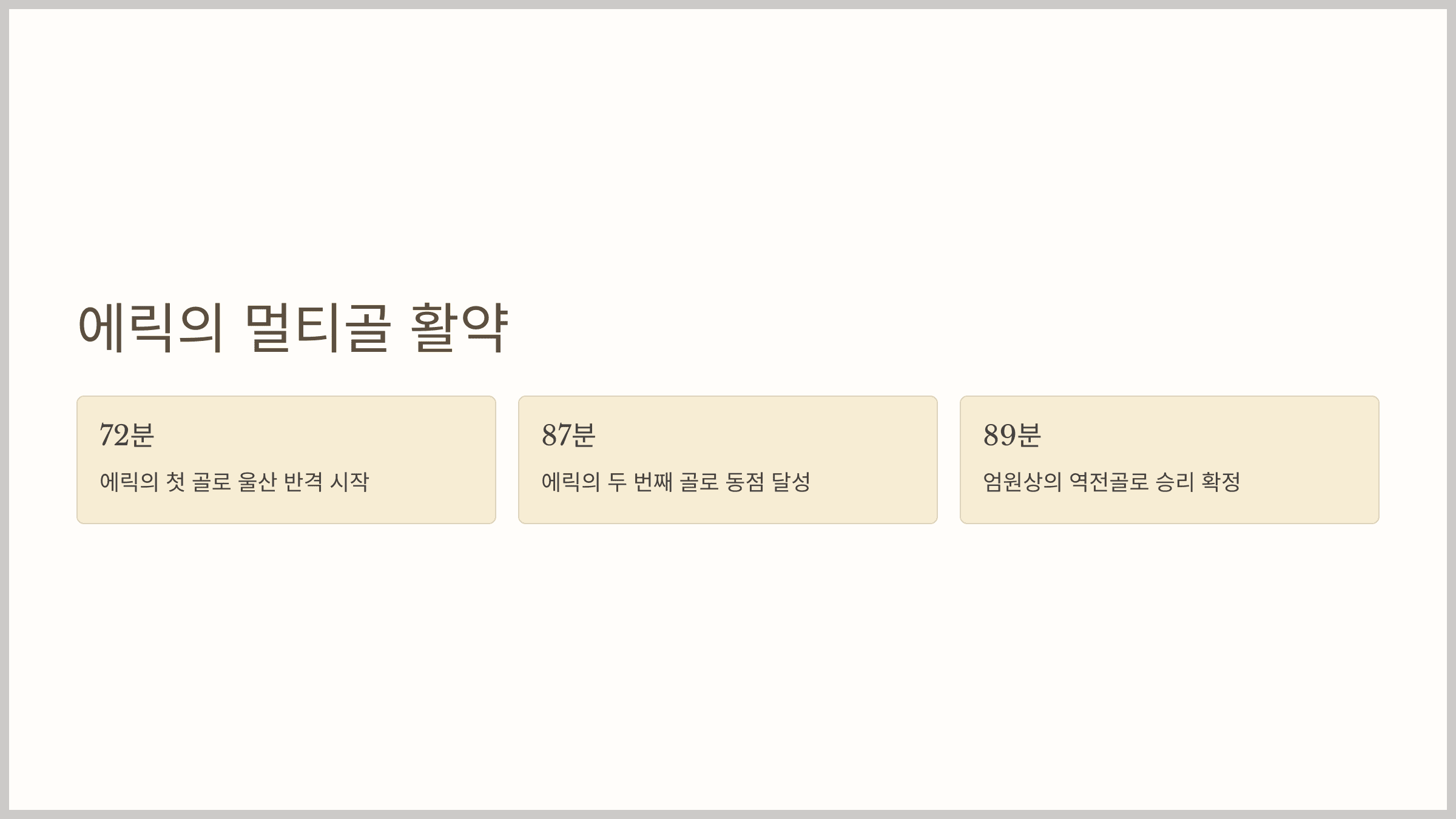 경기에서 멀티골을 기록한 선수