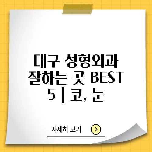 대구 성형외과 잘하는 곳 BEST 5|코, 눈