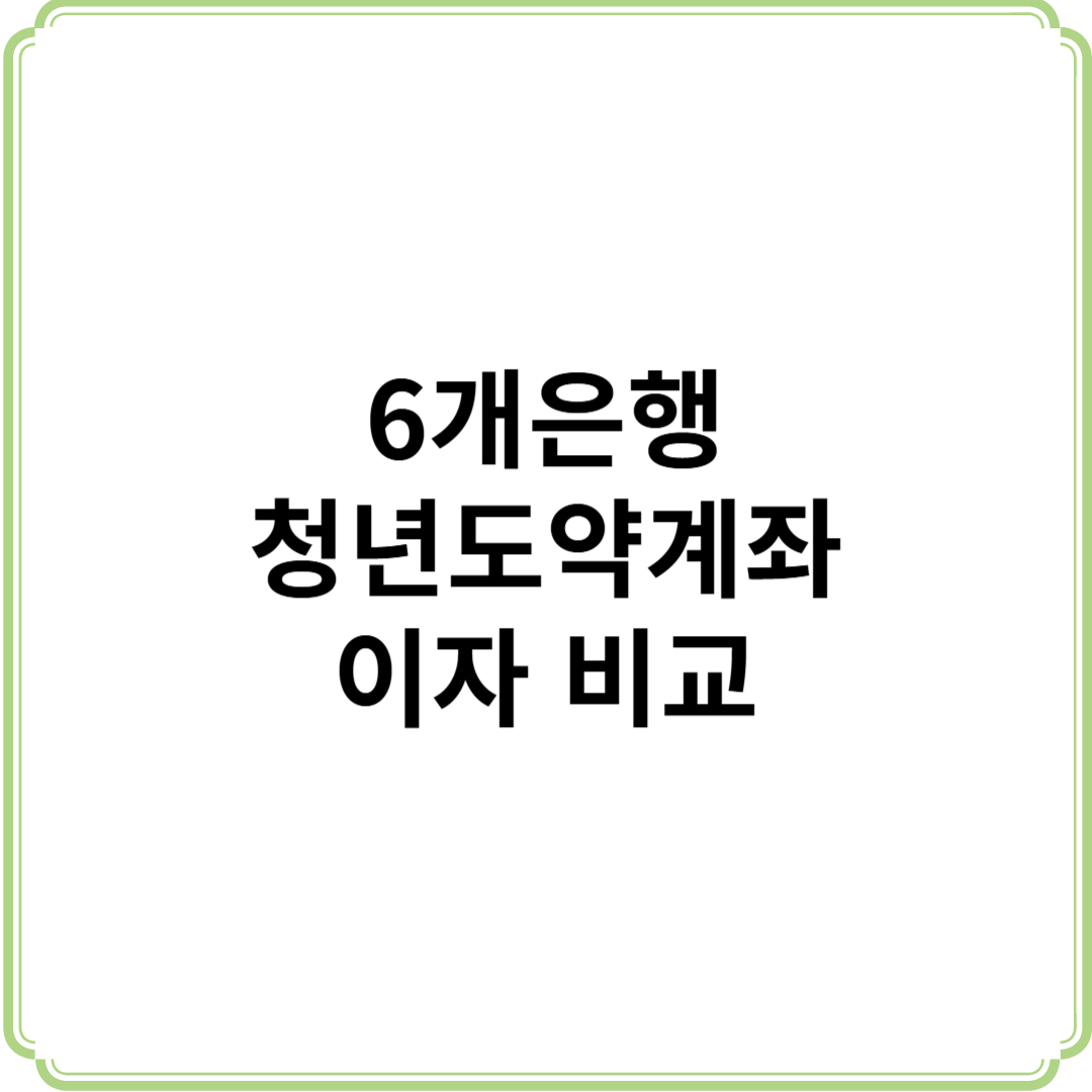 청년도약계좌 이자 이율 금리 6개은행 비교