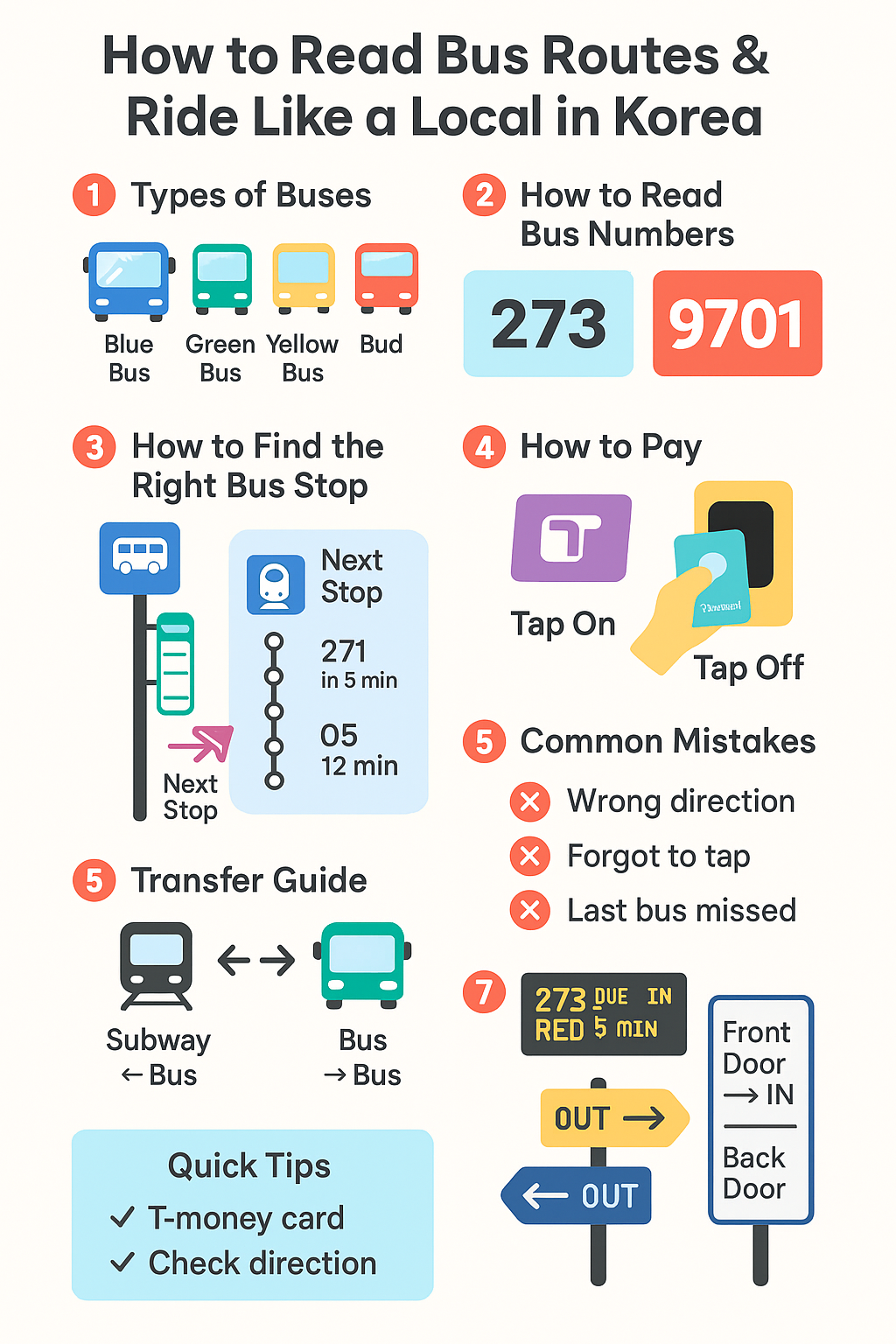 how to read bus routes in korea