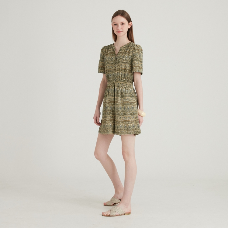 플라스틱아일랜드 라운드넥프린트숏점프수트 PM2WP662