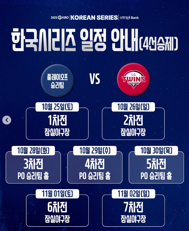 2025 한국 시리즈 일정 안내
