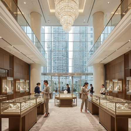 고급 귀금속 거래소의 전경