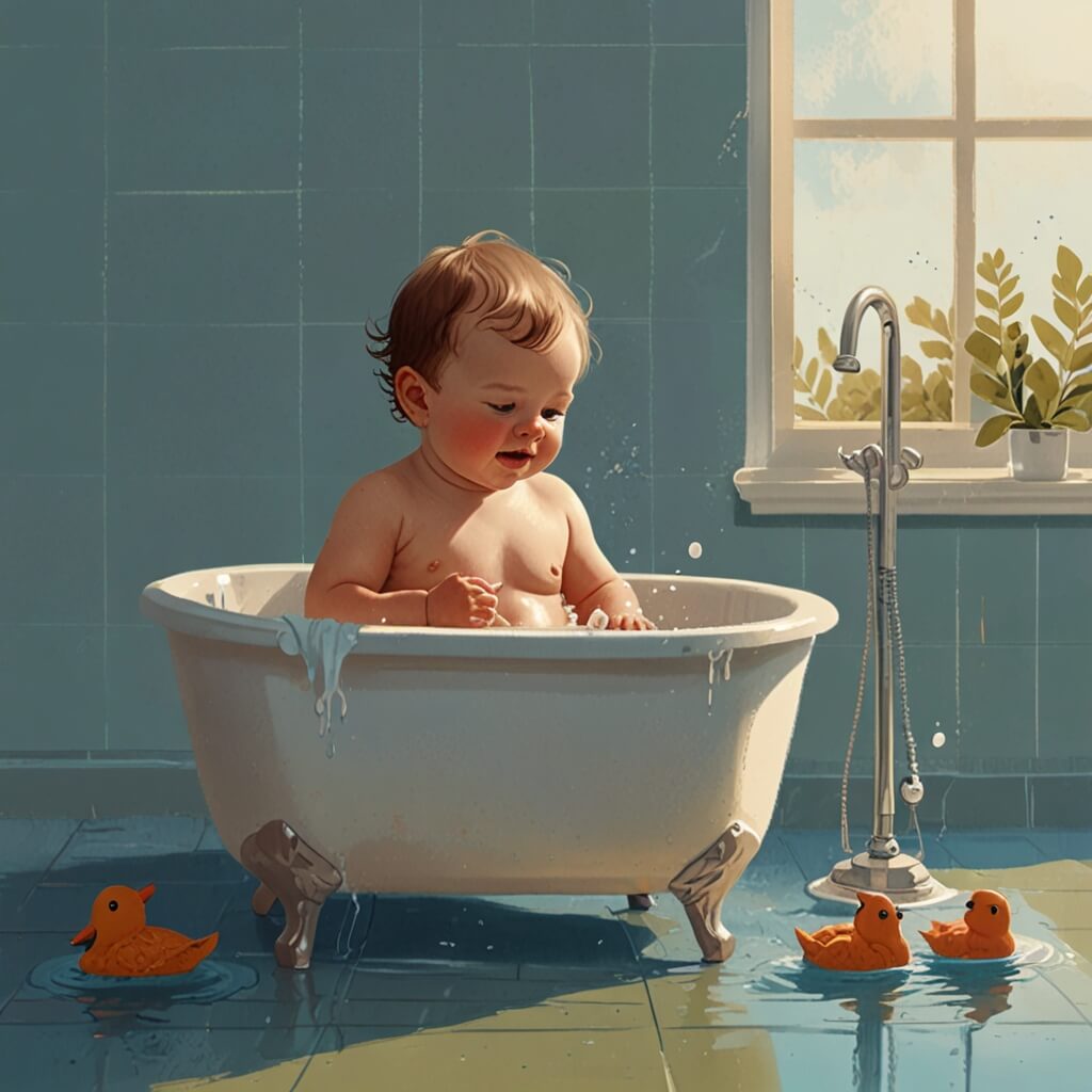 목욕하고-있는-아기