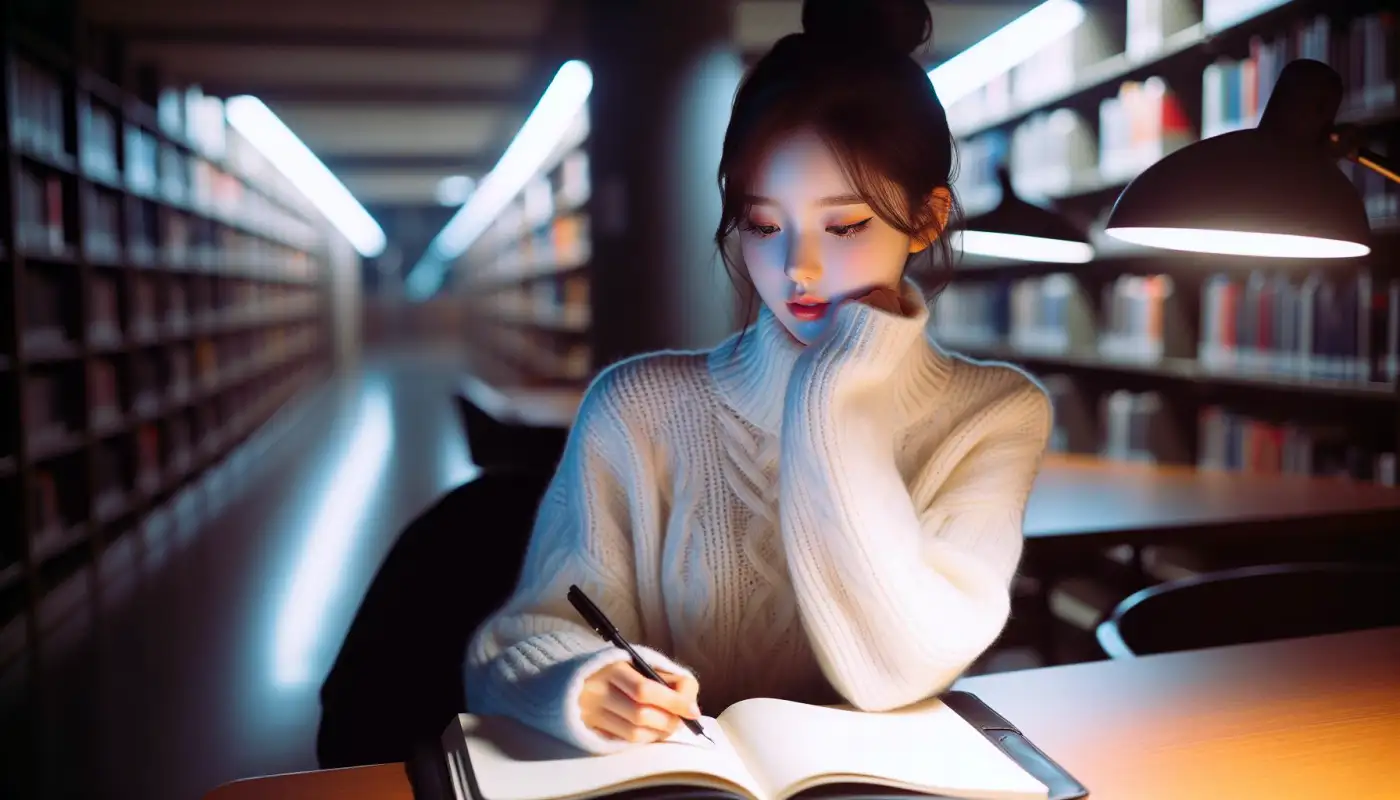 자기소개서-가치관-예시를-참고하며-글쓰기하는-여성의-모습