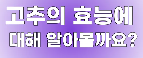 고추의 효능에 대해 알아볼까요?