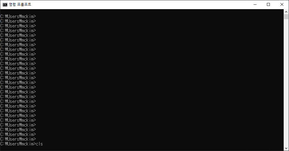 명령프롬프트 cls 입력전