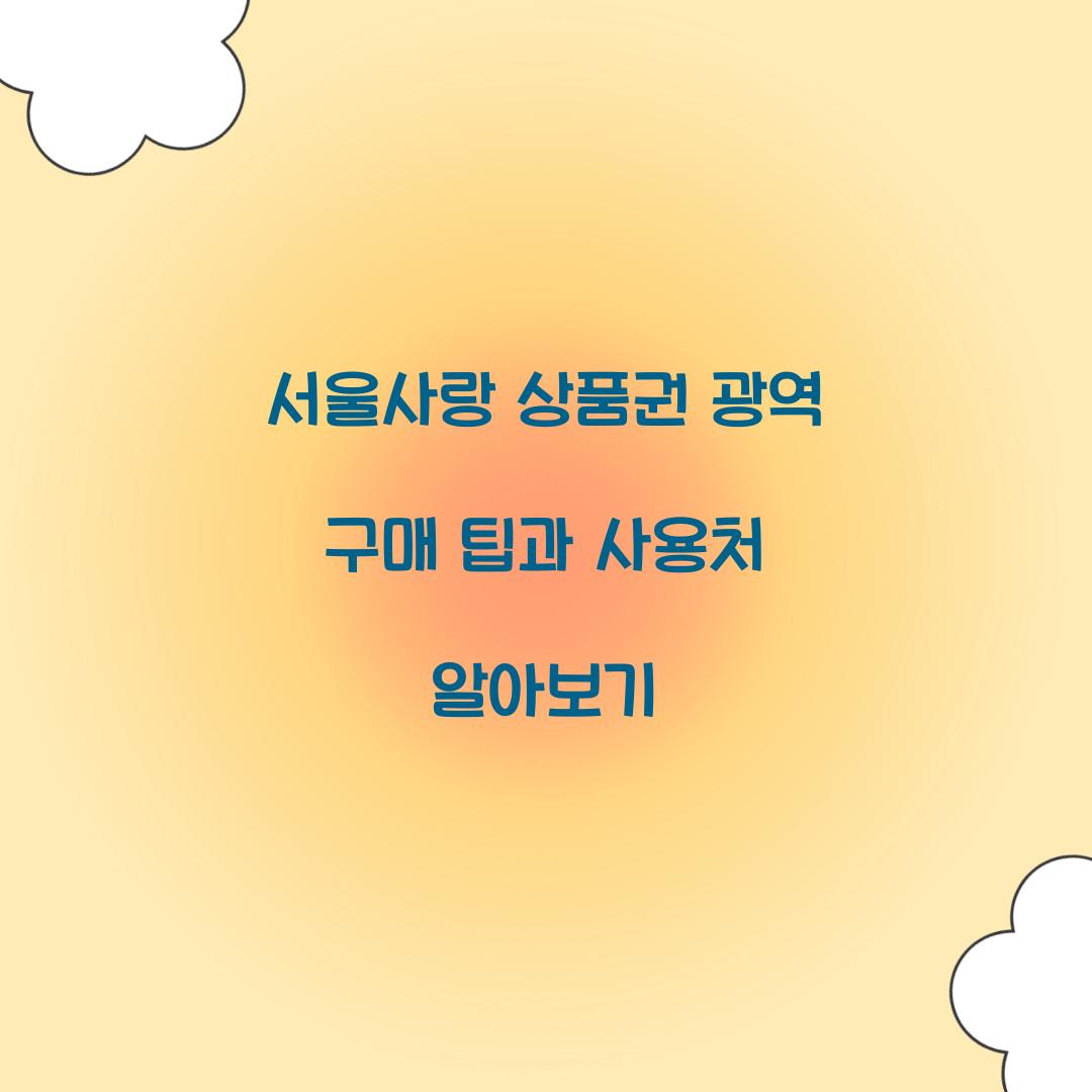 서울사랑 상품권 광역