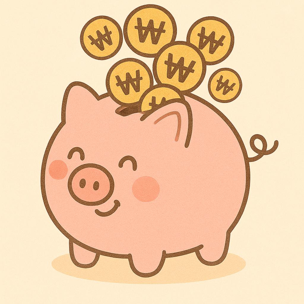 교통비 절약과 저축을 상징하는 돼지 저금통