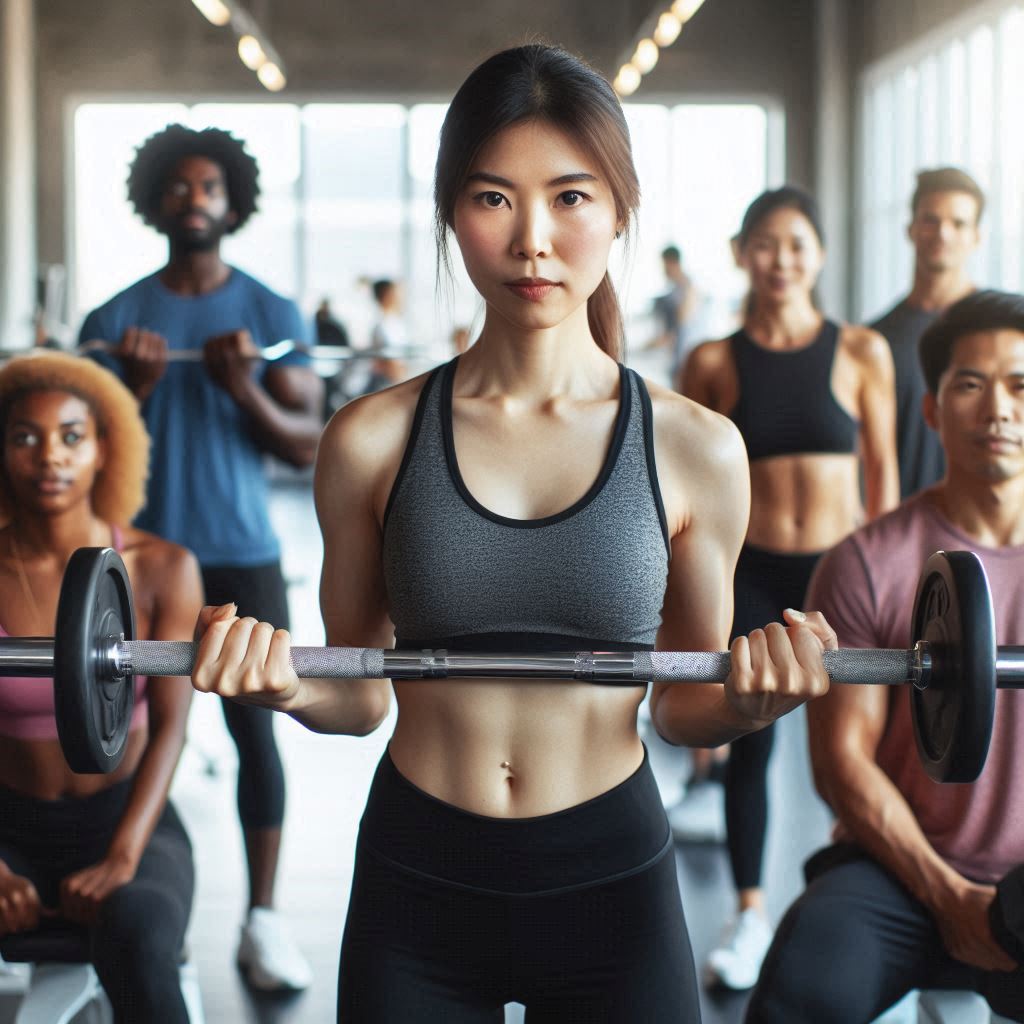 근력 운동하는 40대 여성