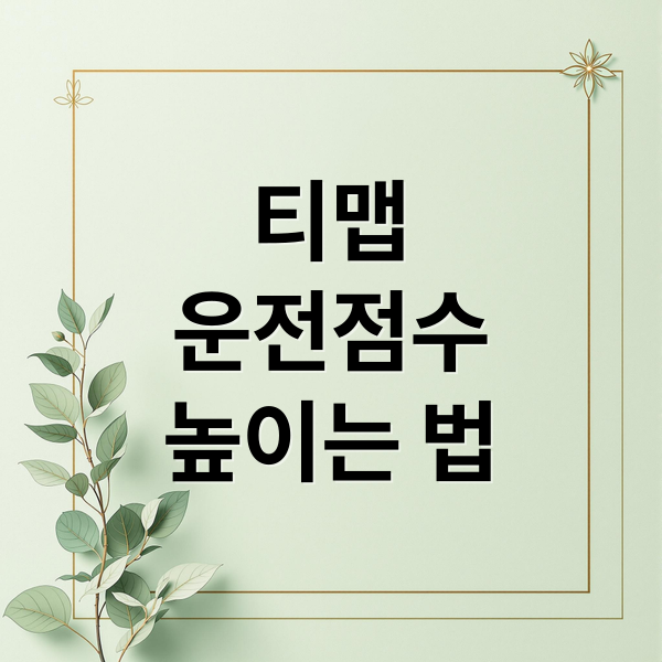티맵 운전점수 완벽 가이드