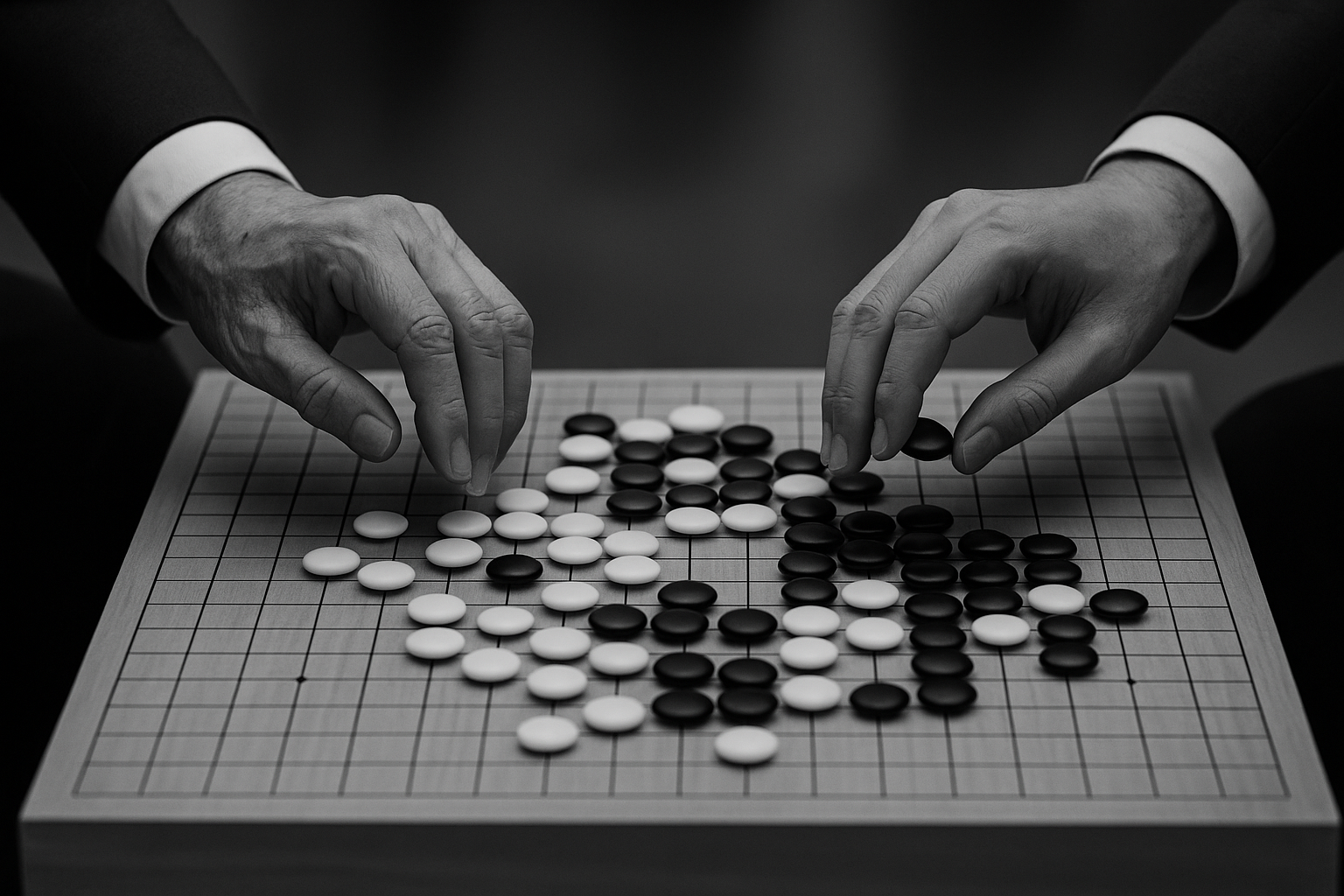 바둑두는 두사람 손