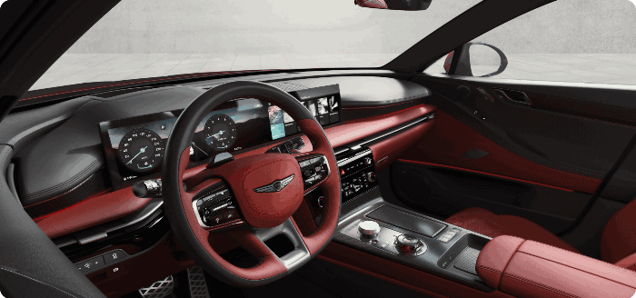 제네시스 g80 내부 레드 컬러 이미지
