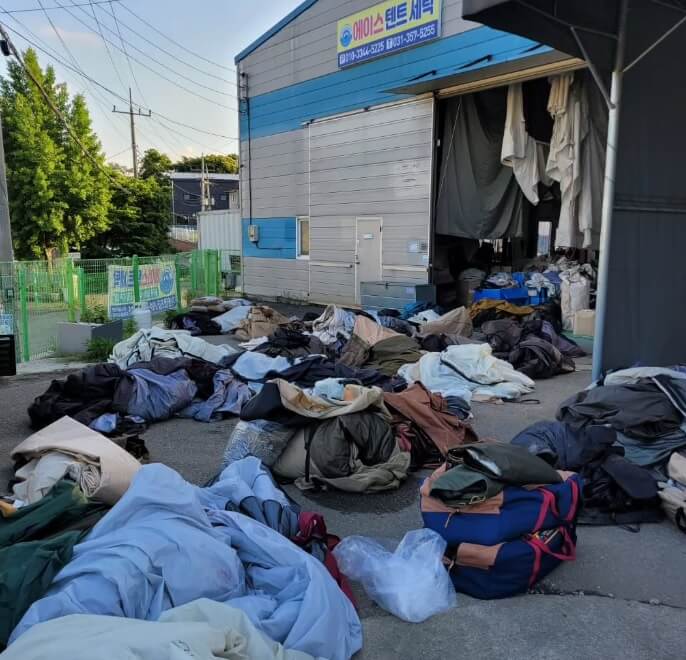 오늘N 일당백 텐트 세탁 전문가 경기도 화성시 에이스텐트세탁 (텐트세탁 부터 방수 코팅 수선)