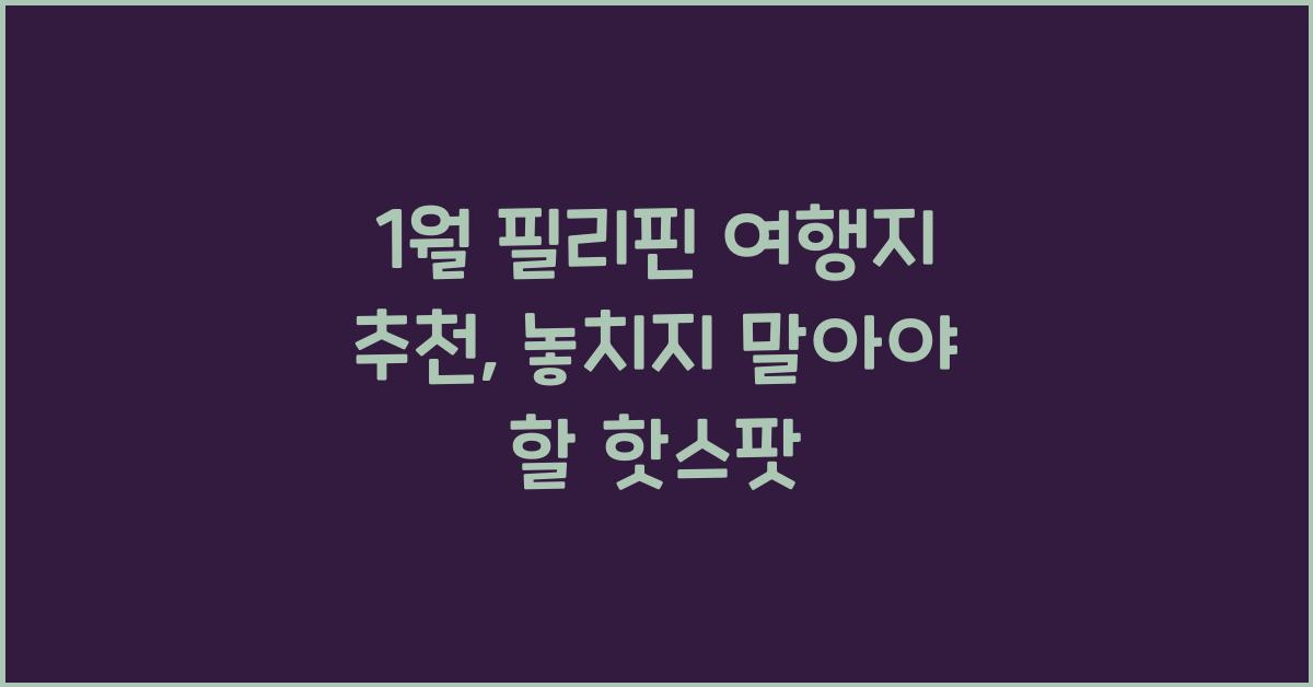 1월 필리핀 여행지 추천
