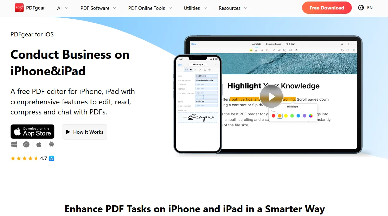 무료 PDF 편집 프로그램 PDFGear IOS 다운로드