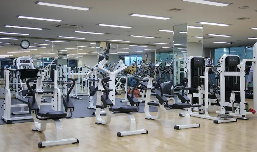 헬스장 기구들 사진