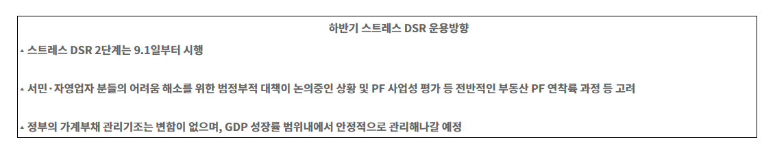 하반기 스트레스 DSR(총부채원리금상환비율) 2단계 시행 연기 운용방향