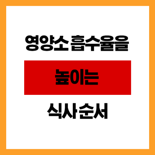 영양소 흡수율을 높이는 식사 순서