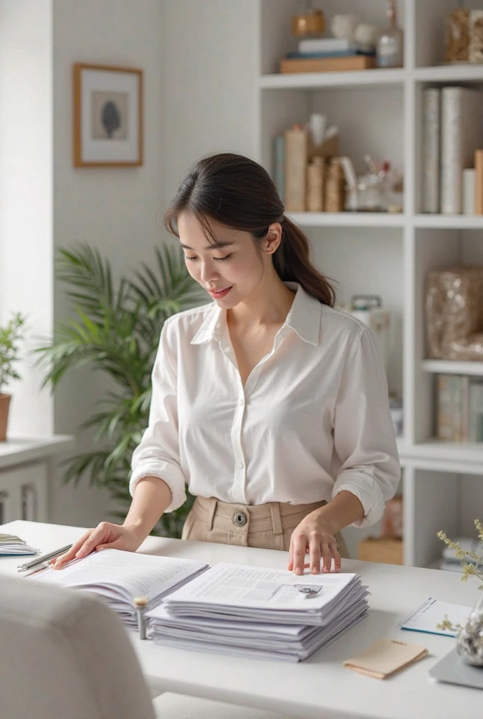 부업하는 여자 이미지