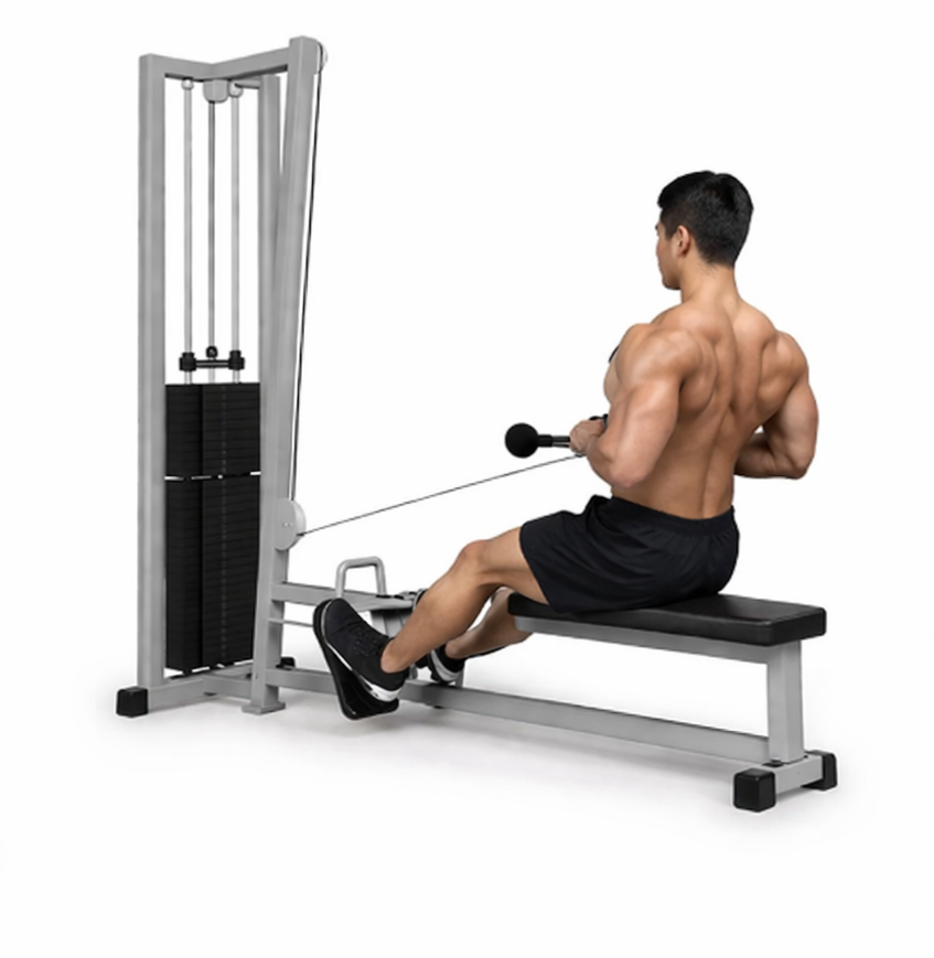 시티드 케이블 로우 수축 동작