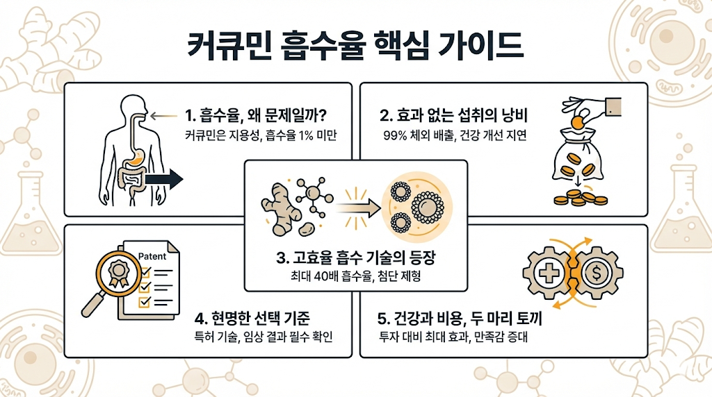 커큐민 흡수율 핵심 가이드 (인포그래픽)