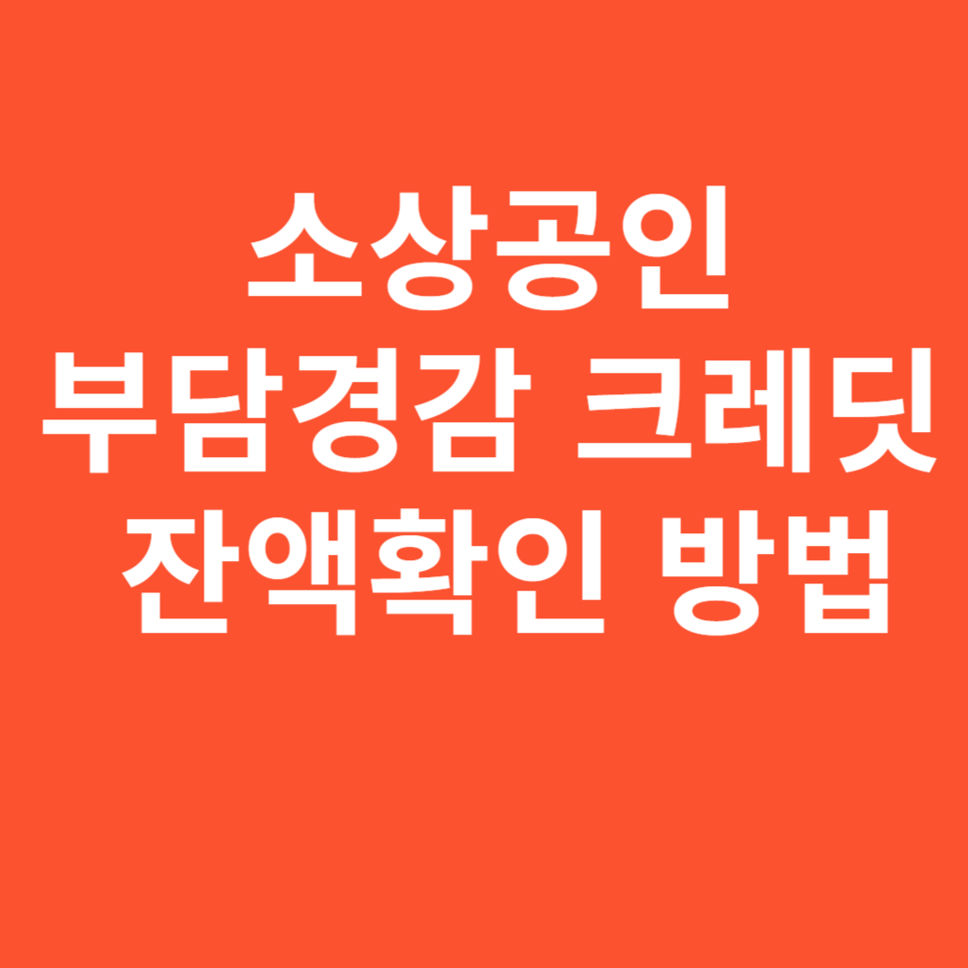 소상공인 부담경감 크레딧 잔액확인 방법과 신청 안내