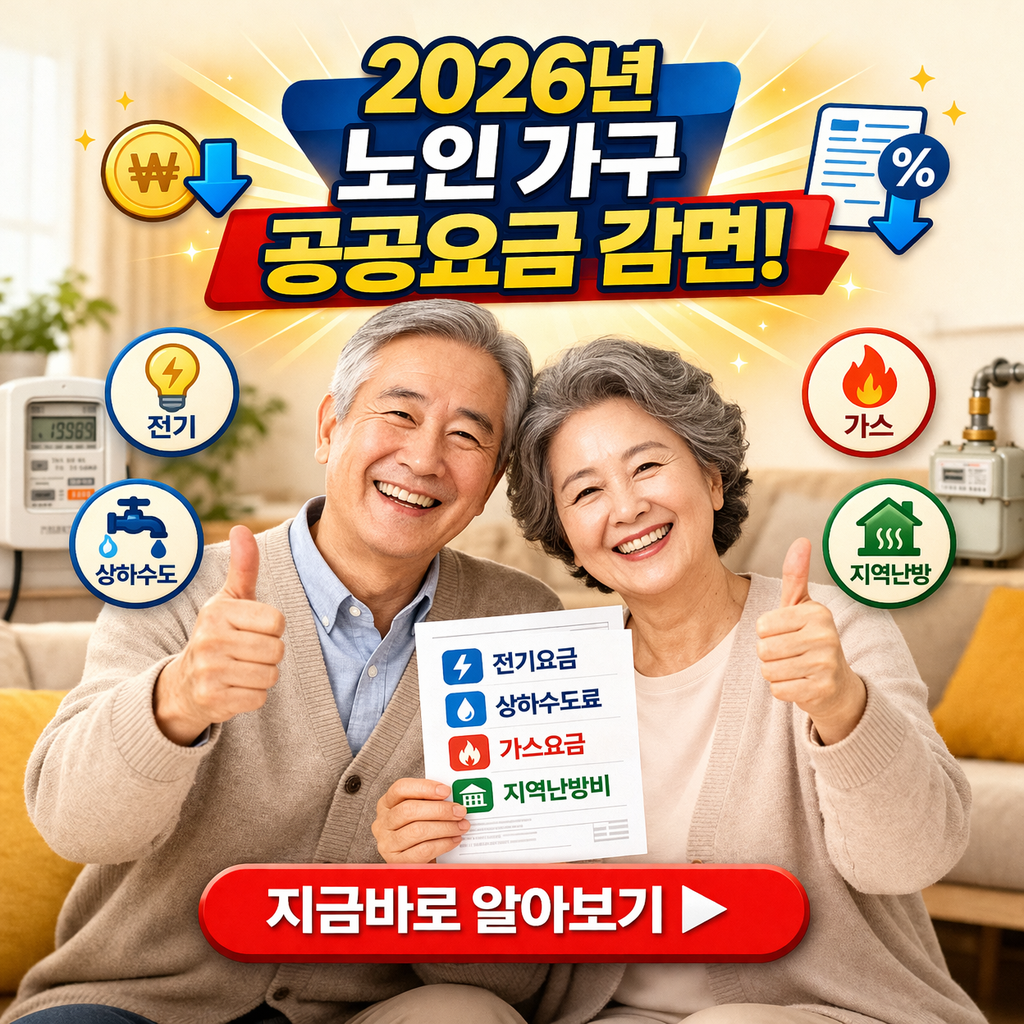 2026년 노인 가구 공공요금 감면 총정리: 전기세&middot;수도세 월 5만 원 아끼는 법