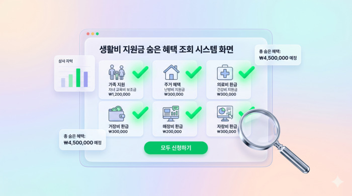 생활비 지원금 숨은 혜택 조회 시스템 화면