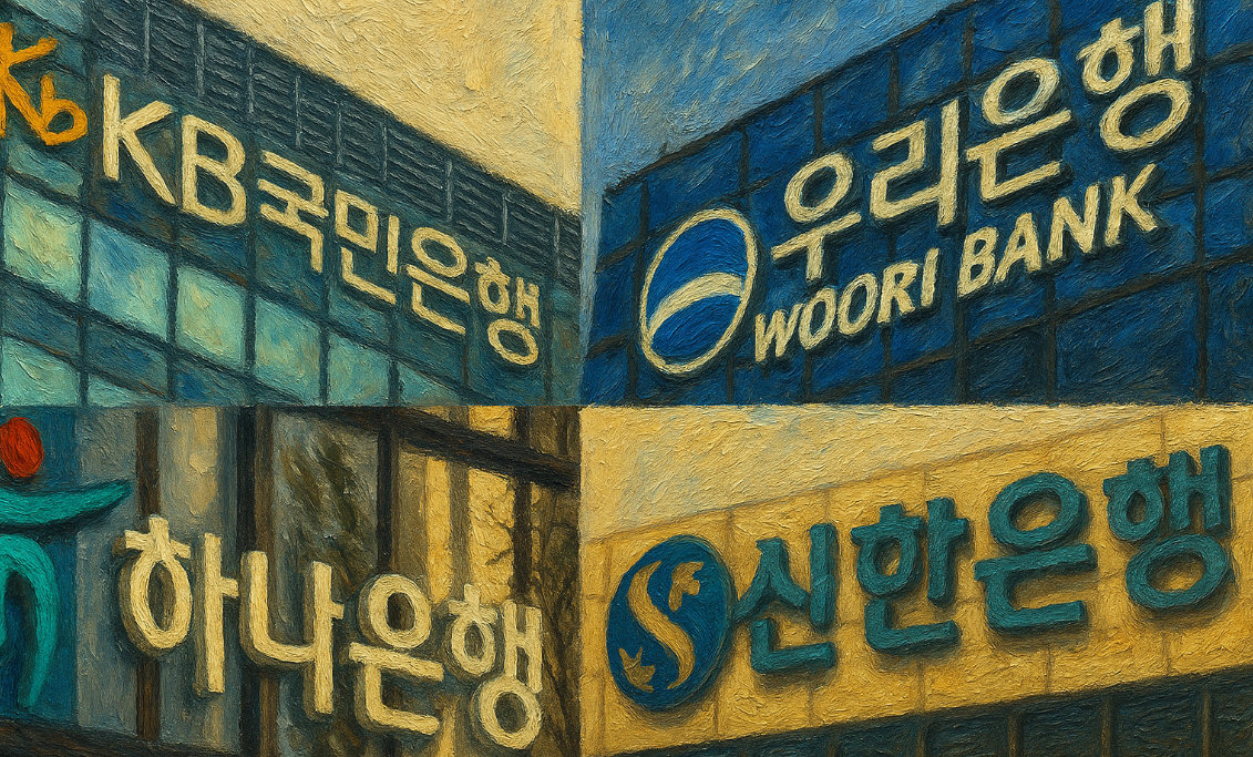 은행 간판들의 모습