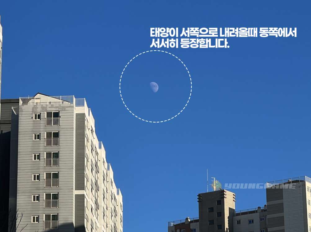 낮에 달이 보이는 이유 하현달