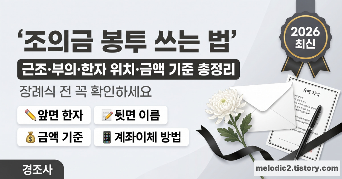 조의금 봉투 쓰는 법 근조 부의 한자 위치 금액 기준 총정리 안내