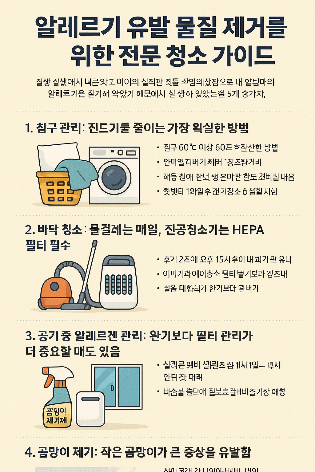 알레르기 유발 물질 제거를 위한 전문 청소 가이드