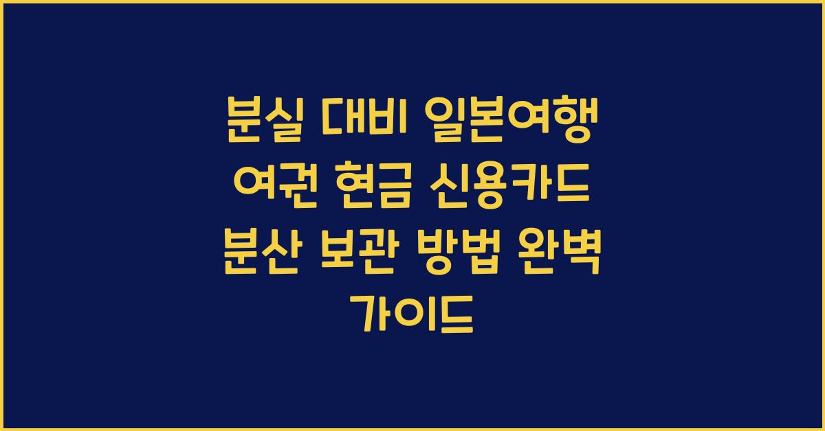 분실 대비 일본여행 여권 현금 신용카드 분산 보관 방법