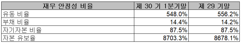 이오테크닉스 - 재무 안정성 비율