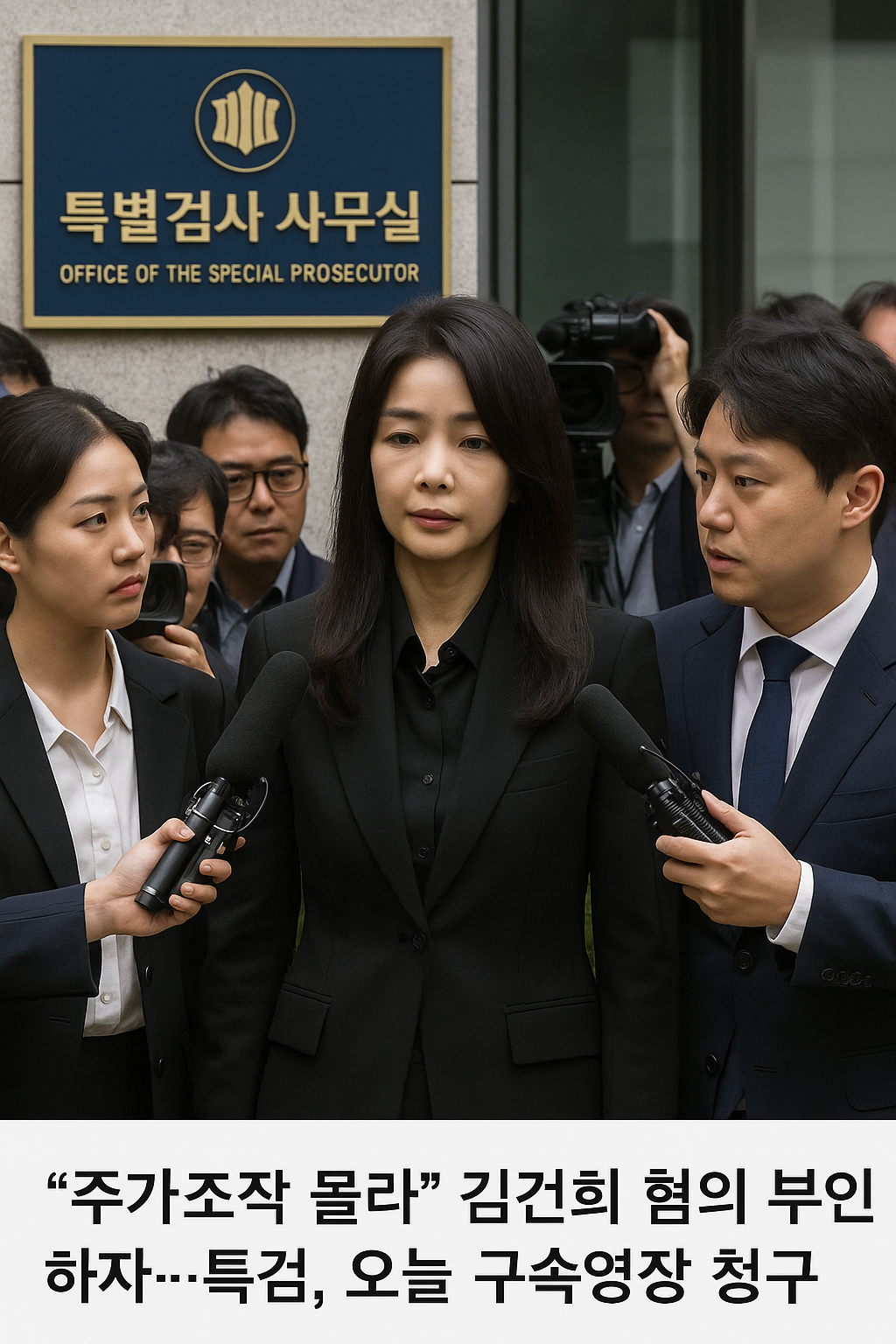 특검 사무실 앞에서 기자들 질문에 답하는 김건희 여사