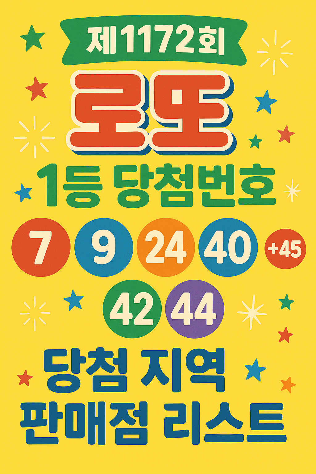 제1172회 로또 1등 당첨번호 &amp; 당첨지역 판매점 리스트 총정리