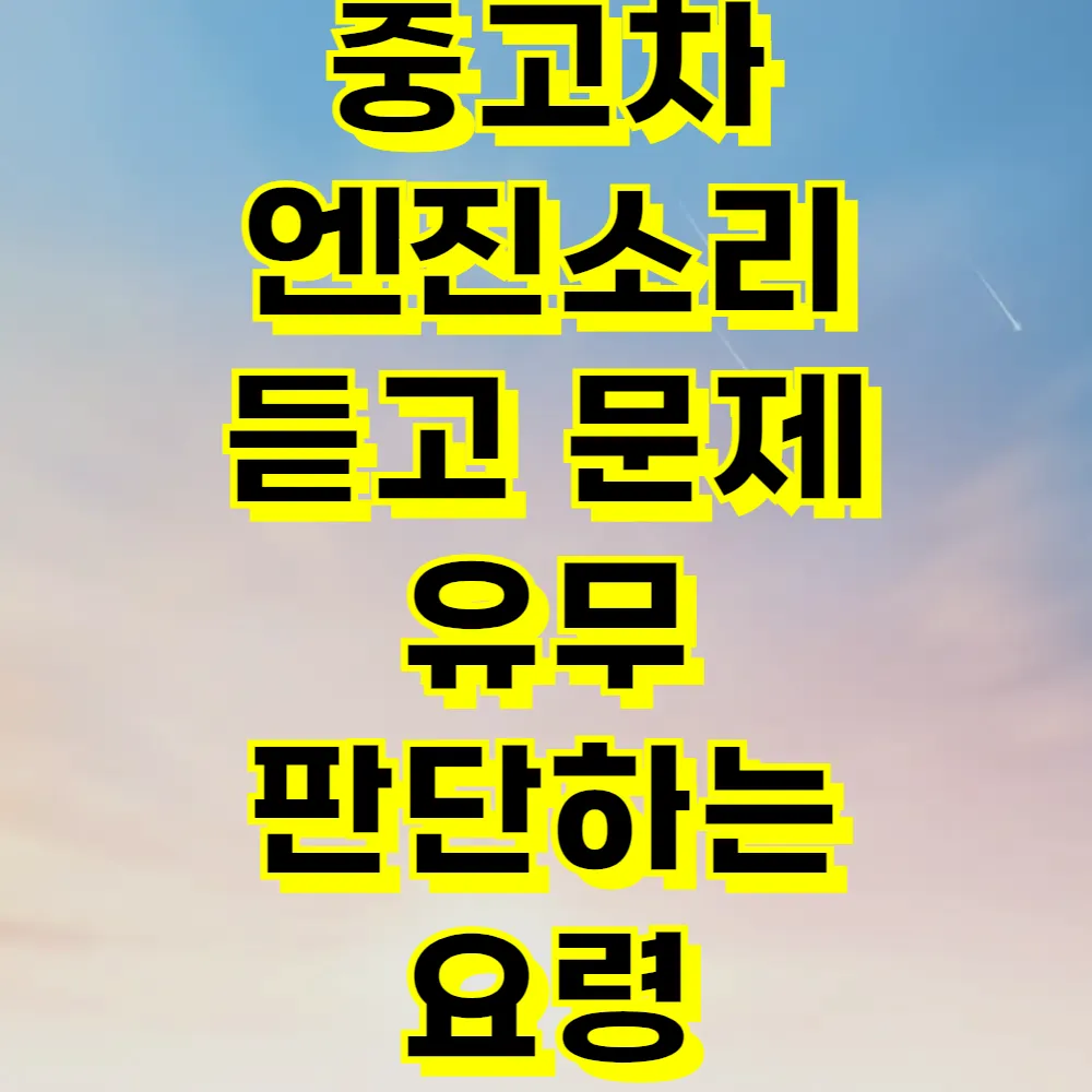 중고차 엔진소리 듣고 문제 유무 판단하는 요령