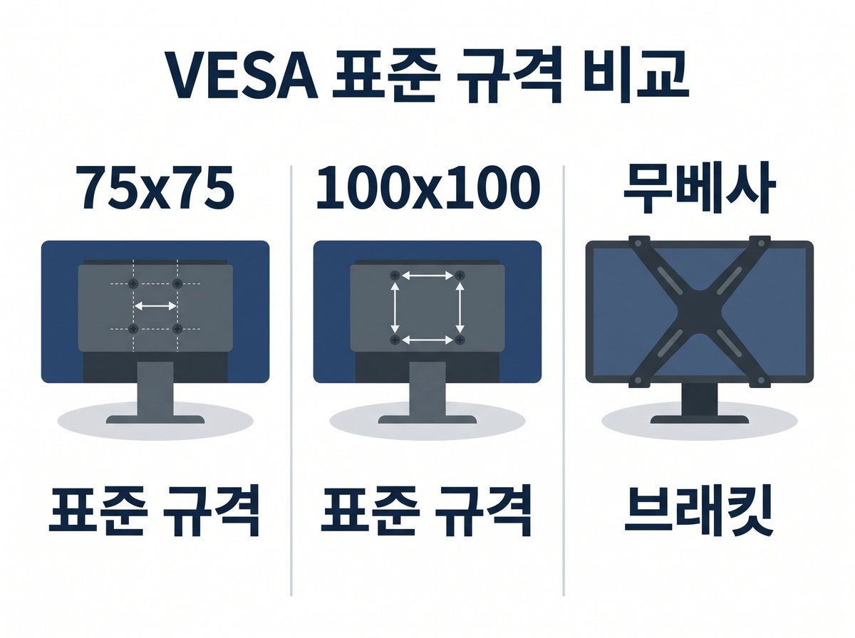 VESA 표준 규격 75x75 100x100 무베사 브래킷 비교