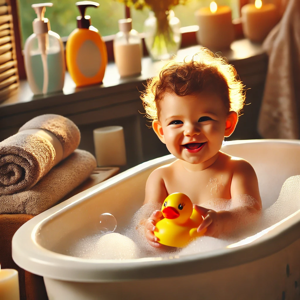 신생아 목욕사진