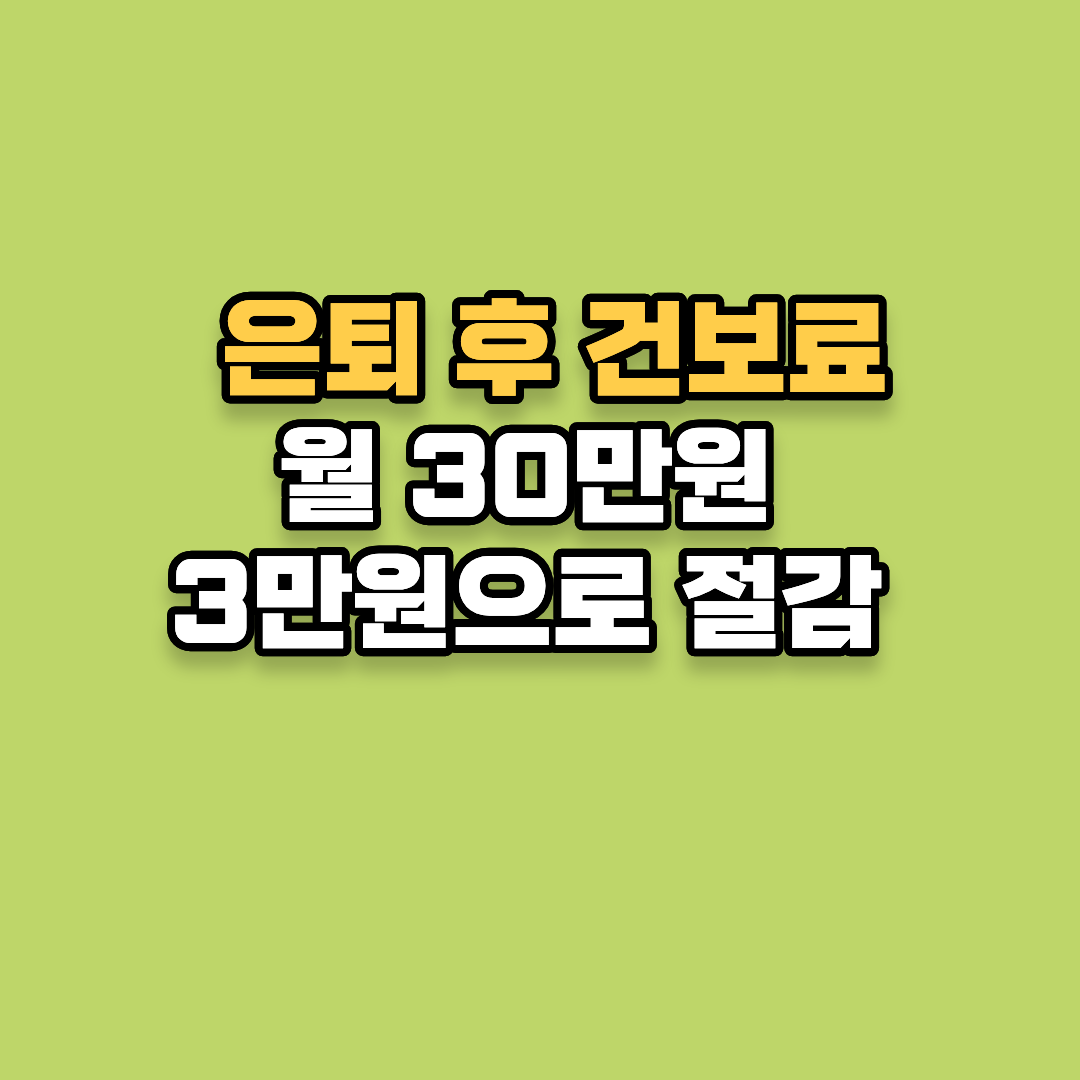 은퇴 후 건보료 월 30만원이 3만원으로? 합법적 절감 비책 최초 공개