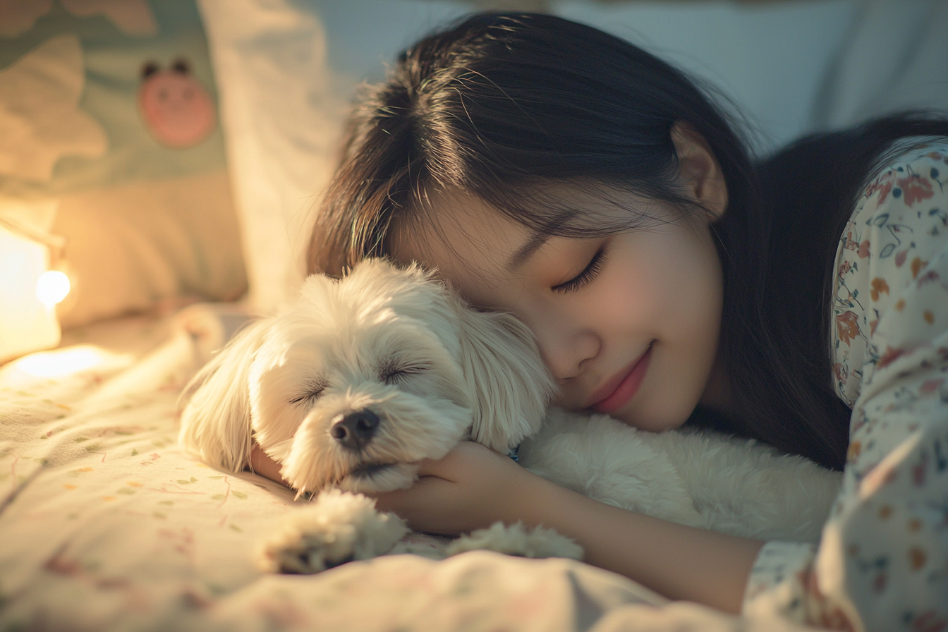 편안히 휴식을 취하고 있는 강아지