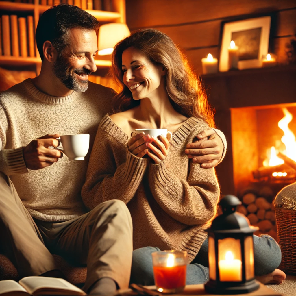 따뜻한 생강차마시는 부부