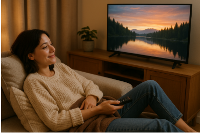 티비보며 힐링하는 모습