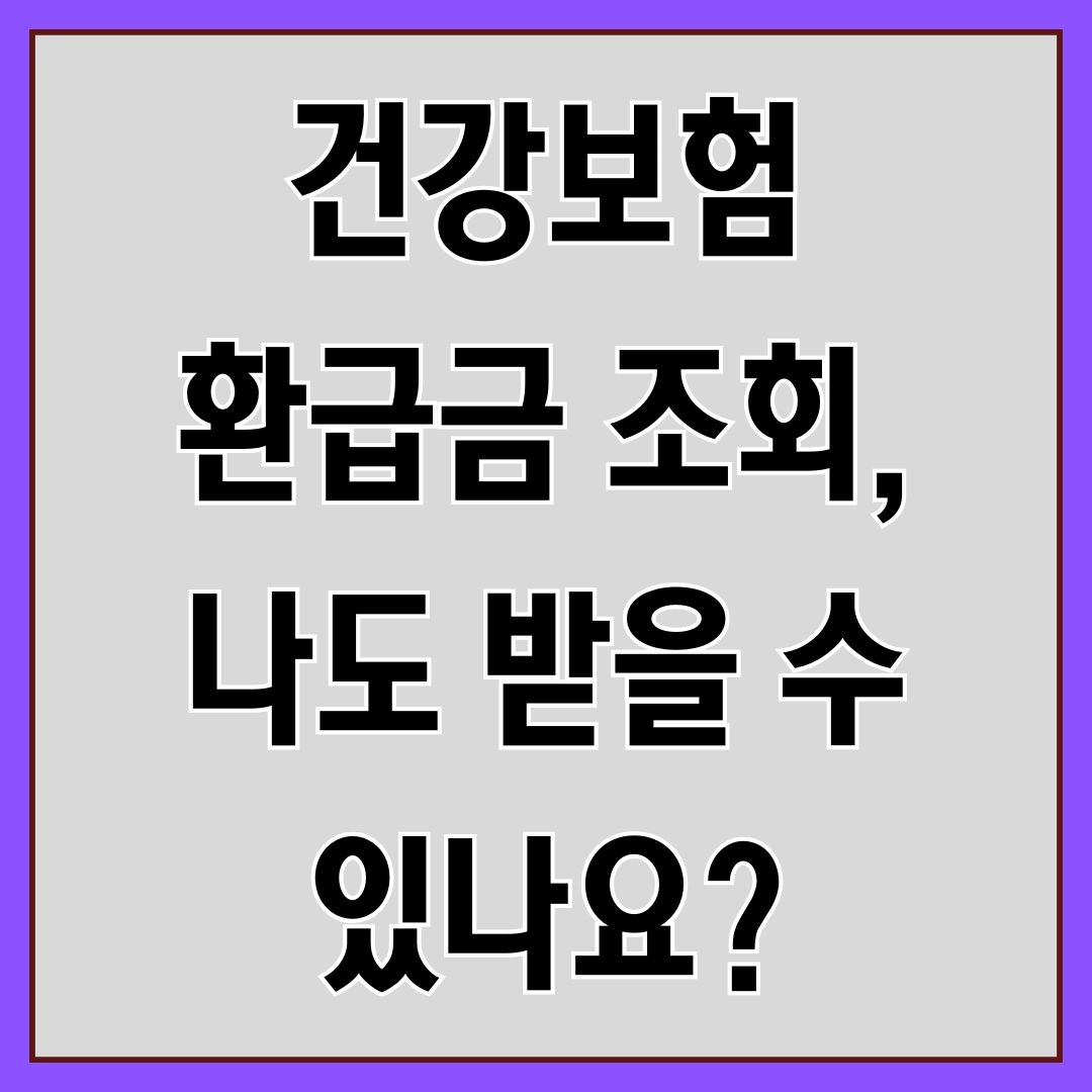 건강보험 환급금 조회