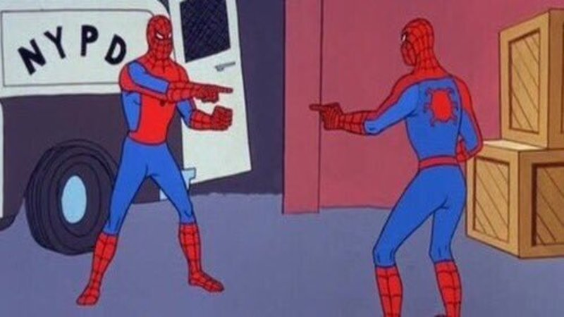 서로 손가락질하는 스파이더맨 짤