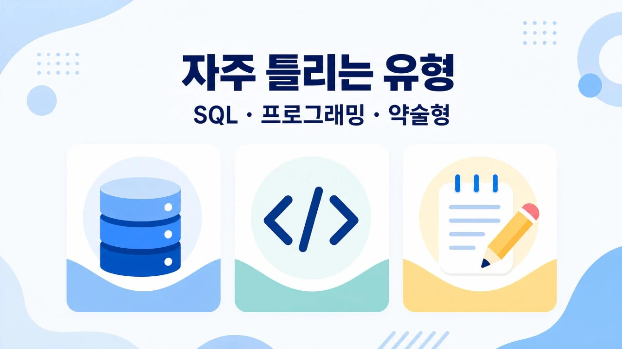 정보처리기사 실기에서 SQL 프로그래밍 약술형을 자주 틀리는 유형으로 정리한 이미지