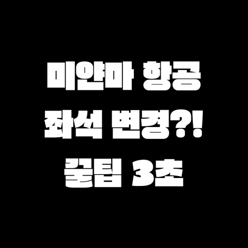 미얀마국제항공 좌석 변경, 이것만 기..